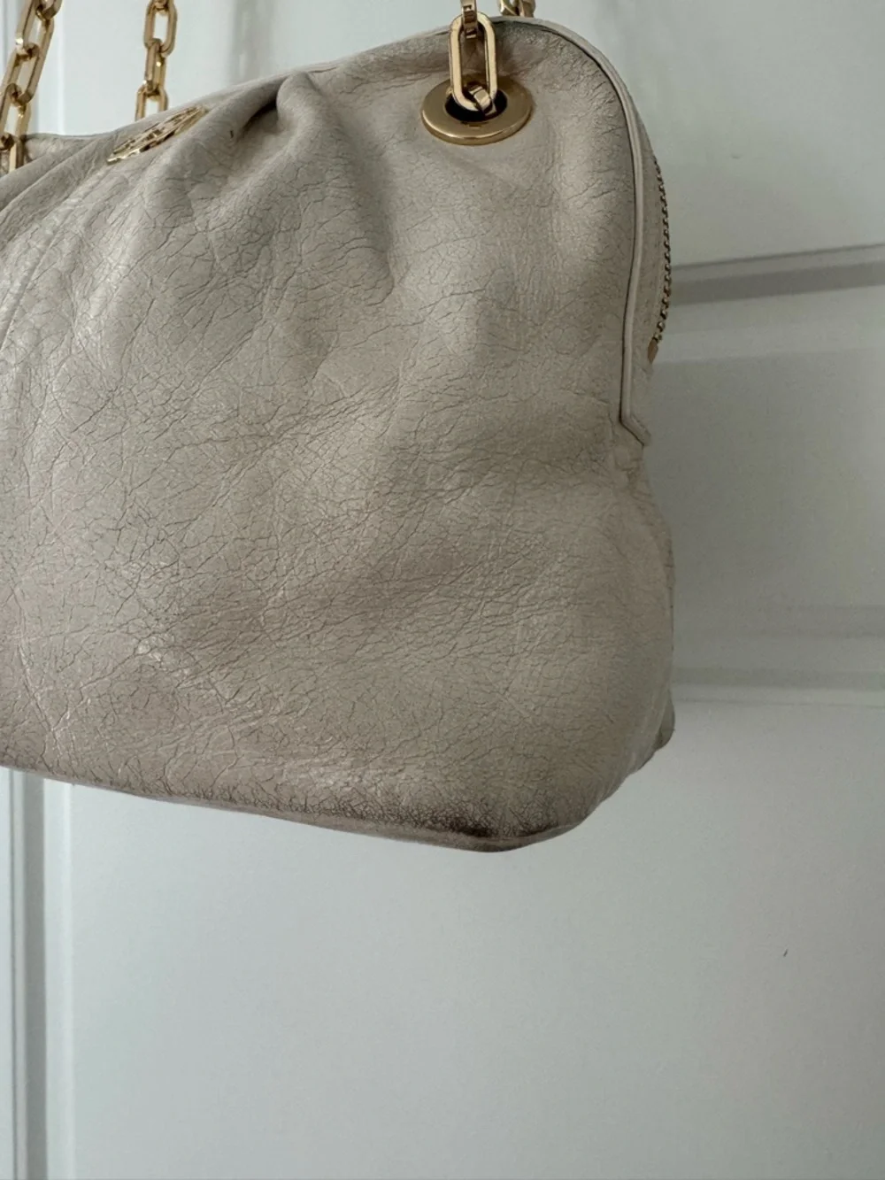 Tory Burch Dina Leather Chain-Handle Shoulder Bag with Gold Hardware